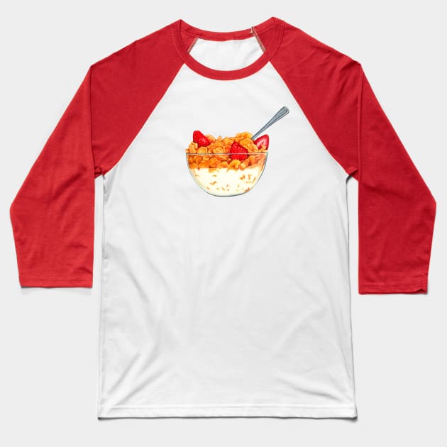 Cereal Pin-Up Baseball T-Shirt by KellyGilleran